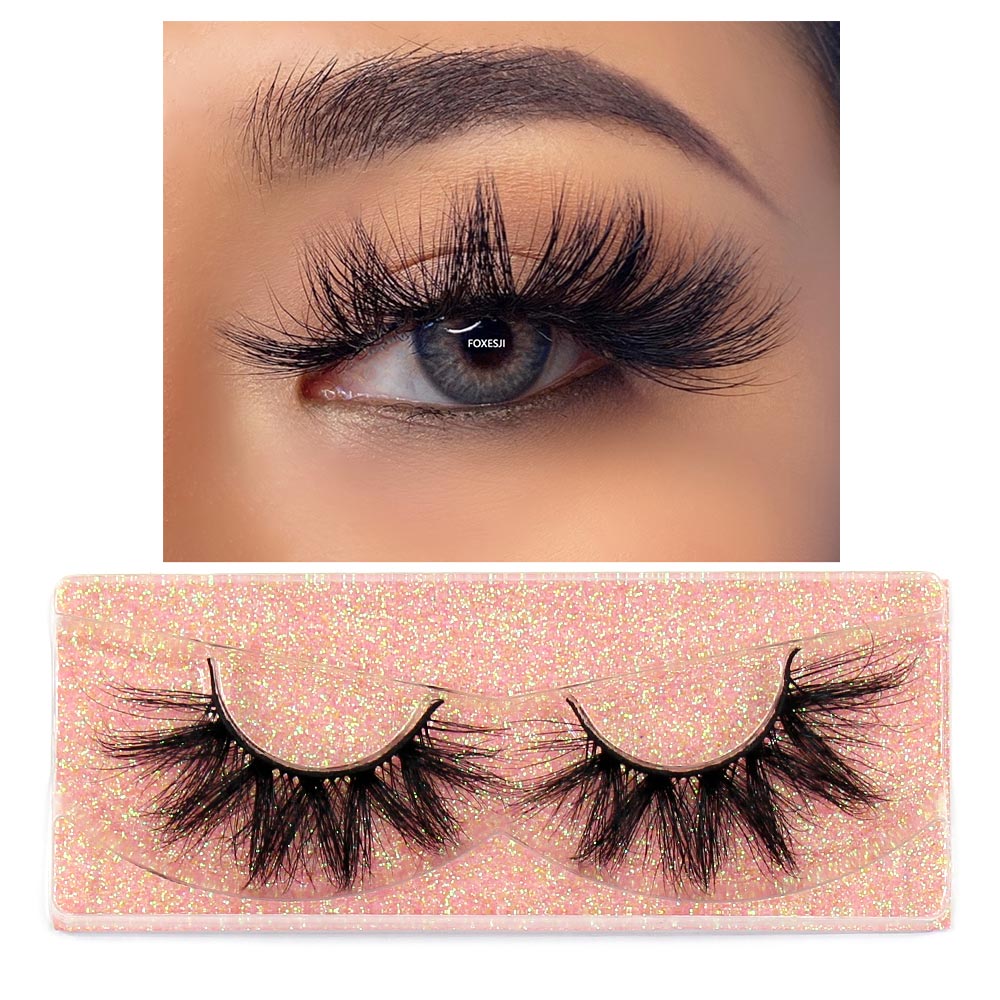 FOXESJI Makeup Eyelashes 3D Mink Lashes Fluffy Soft Wispy Natural Cross Eyelash Extension Reusable Lashes Mink False Eyelashes