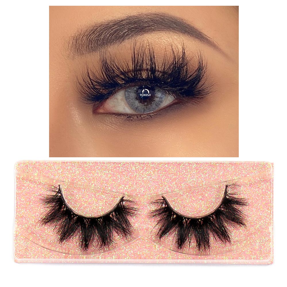 FOXESJI Makeup Eyelashes 3D Mink Lashes Fluffy Soft Wispy Natural Cross Eyelash Extension Reusable Lashes Mink False Eyelashes