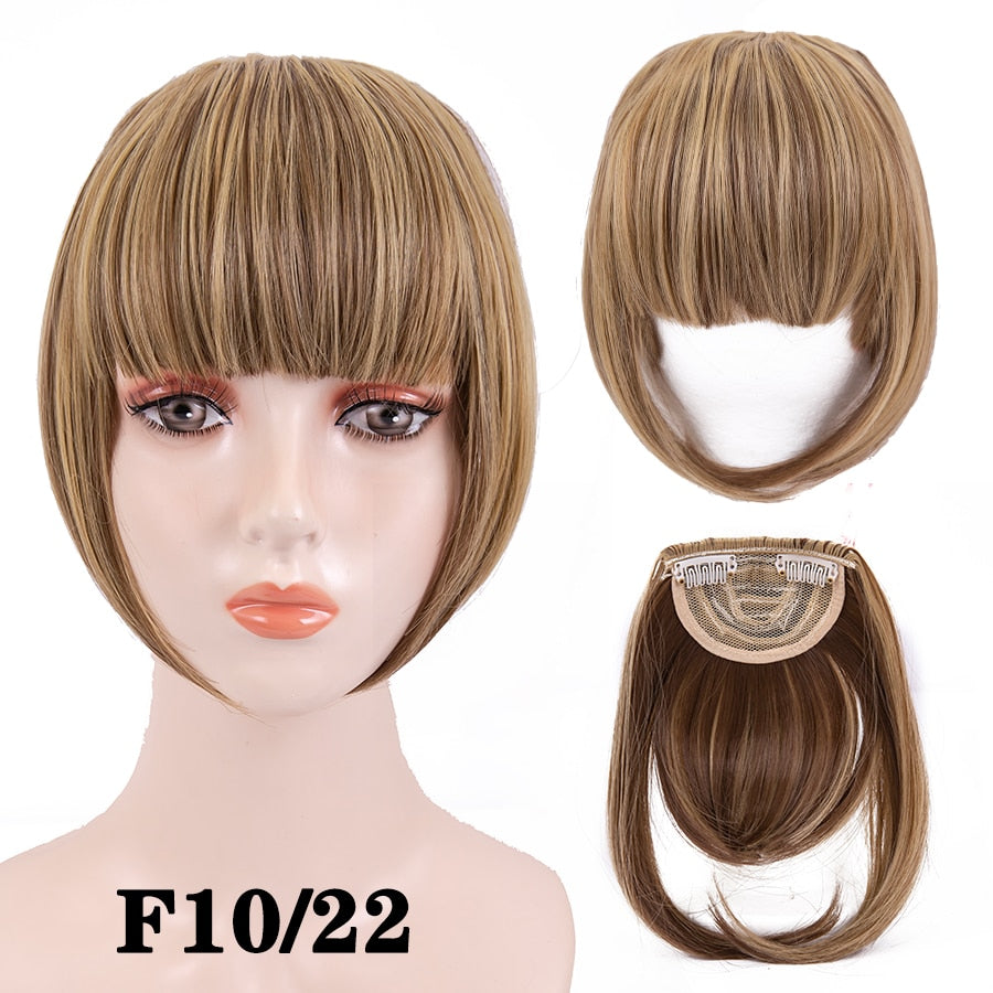 Leeons Short Synthetic Bangs Heat Resistant Hairpieces Hair Women Natural Short Fake Hair Bangs Hair Clips For Extensions Black