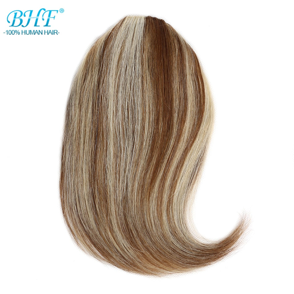 BHF Human Hair Bangs 8inch 20g Front 3 clips in Straight Remy Natural Human Hair Fringe All Colors