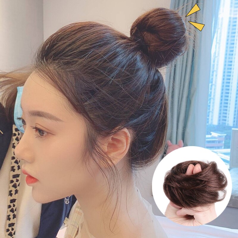 Bybrbana Brazil 100% Human Hair Non-remy Hair Soft Hair Bun Curly  Elastic Wavy Braid Headband Ponytail Women