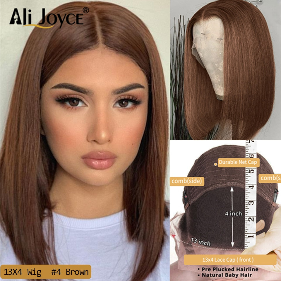 Straight Bob Wig 13X4 Lace Front Wigs For Black Women Highlight Wigs Remy Hair Brazilian Colored Short Bob Ombre Human Hair Wigs