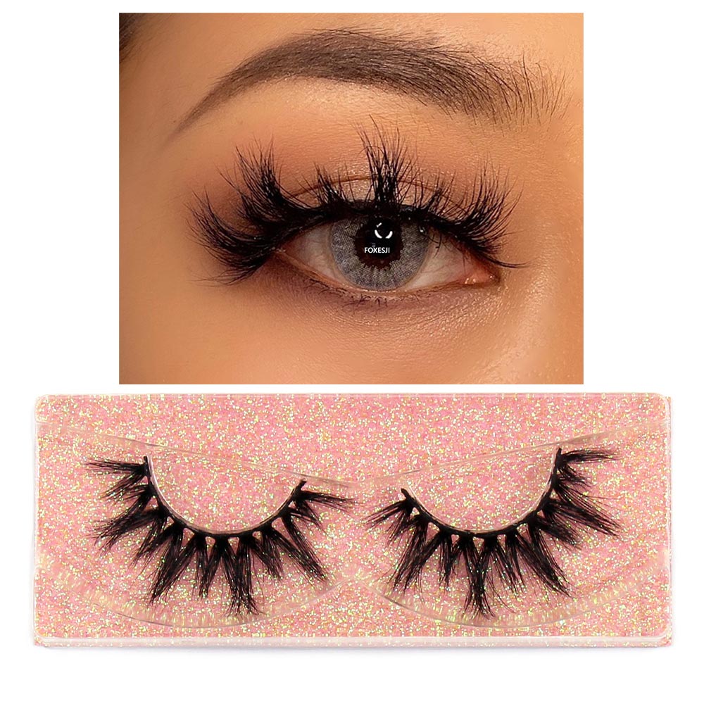 FOXESJI Makeup Eyelashes 3D Mink Lashes Fluffy Soft Wispy Natural Cross Eyelash Extension Reusable Lashes Mink False Eyelashes