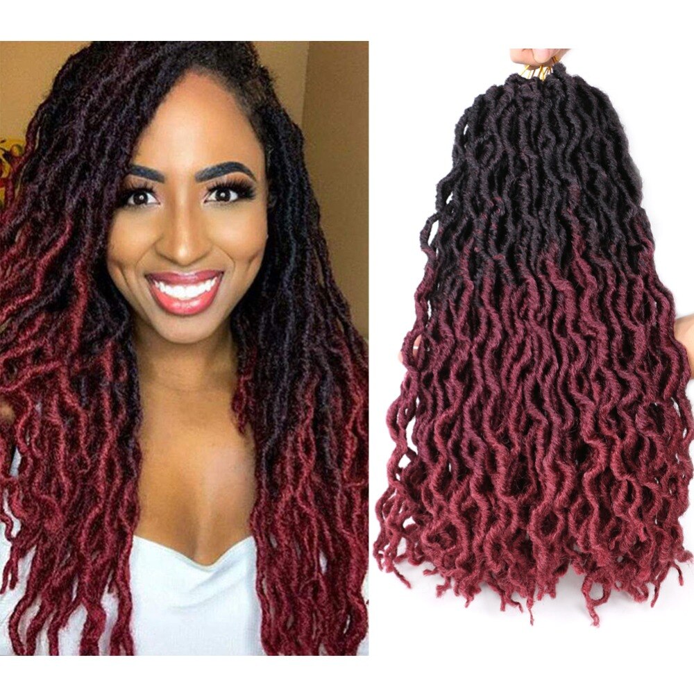 Luxury For Braiding Synthetic Faux Locs Curly Crochet Hair 24Strands Ombre Blond Crochet Braids 20inch 50cm