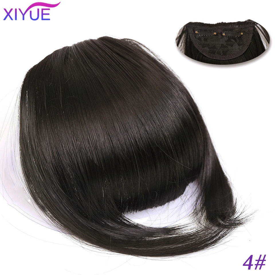 Black/Light Brown Clip In Hair Bangs Hairpiece Accessories Synthetic Fake Bangs Clip In Hair Extensions Clip In Hair Pieces