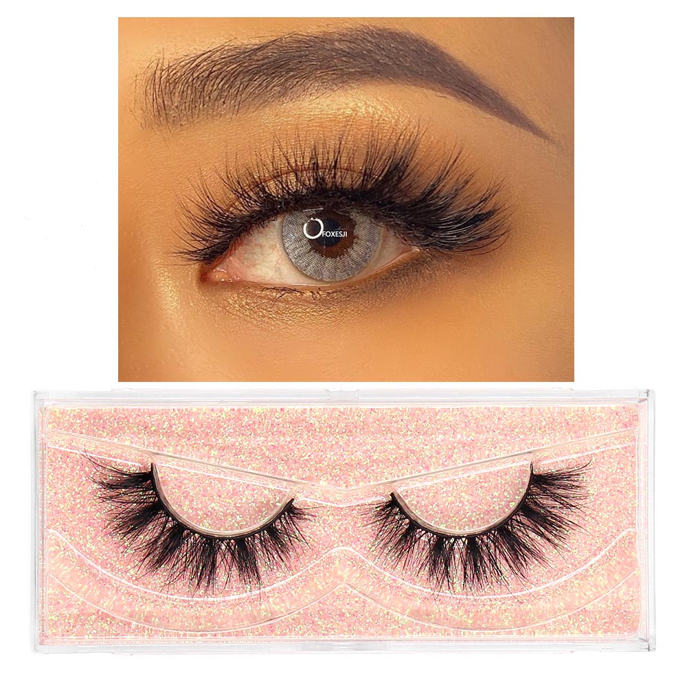 FOXESJI Makeup Eyelashes 3D Mink Lashes Fluffy Soft Wispy Natural Cross Eyelash Extension Reusable Lashes Mink False Eyelashes