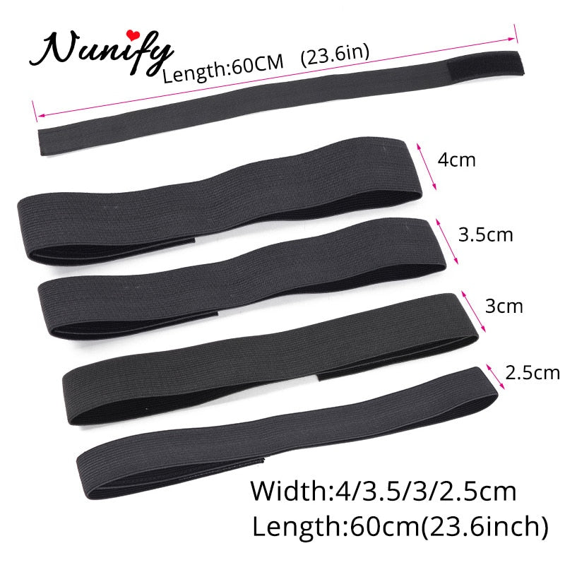 Customized Your Own Logo Or Name Adjustable Edge Elastic Band For Wigs Frontal Wrap Headband Black 2.5 3 3.5Cm Hair Accossories