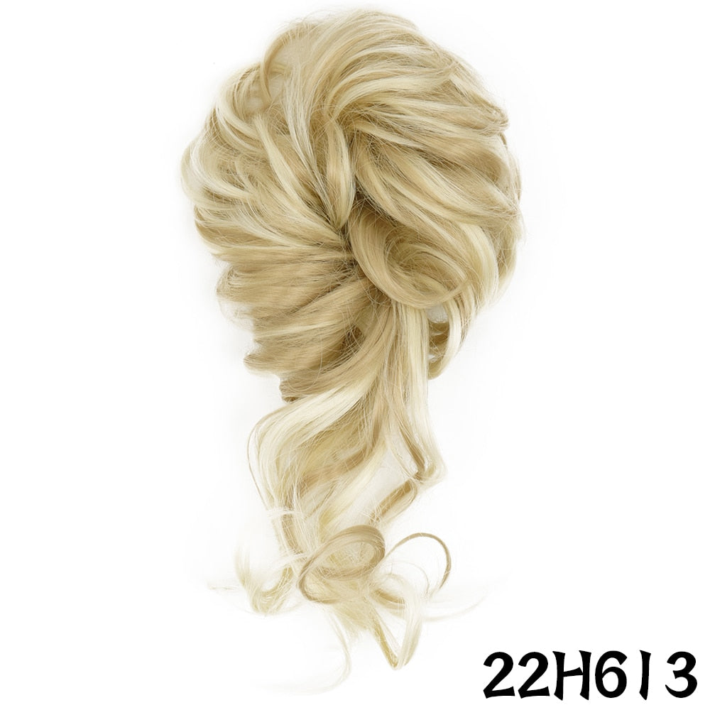 XINRAN Synthetic Curly Donut Chignon With Elastic Band Scrunchies Messy Hair Bun Updo Hairpieces Extensions for Women