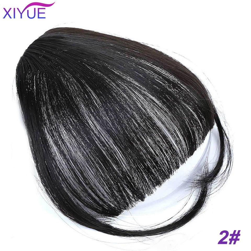 Black/Light Brown Clip In Hair Bangs Hairpiece Accessories Synthetic Fake Bangs Clip In Hair Extensions Clip In Hair Pieces