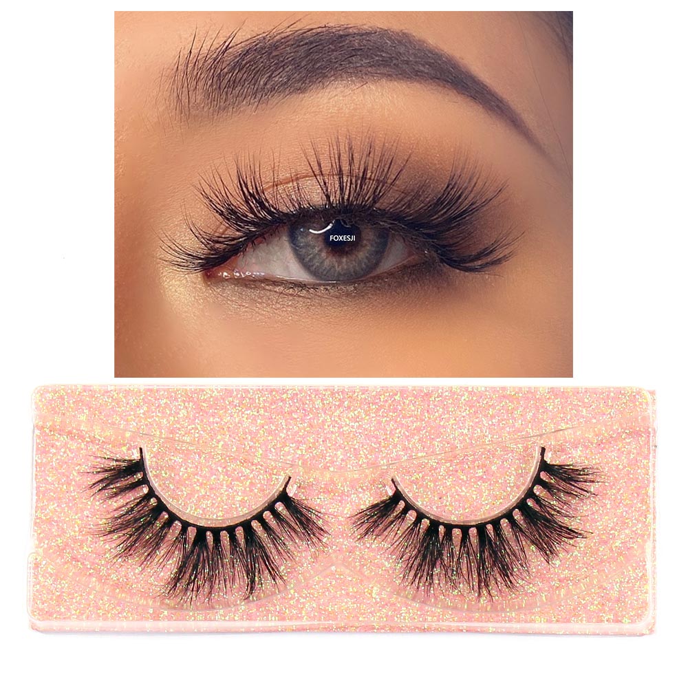 FOXESJI Makeup Eyelashes 3D Mink Lashes Fluffy Soft Wispy Natural Cross Eyelash Extension Reusable Lashes Mink False Eyelashes