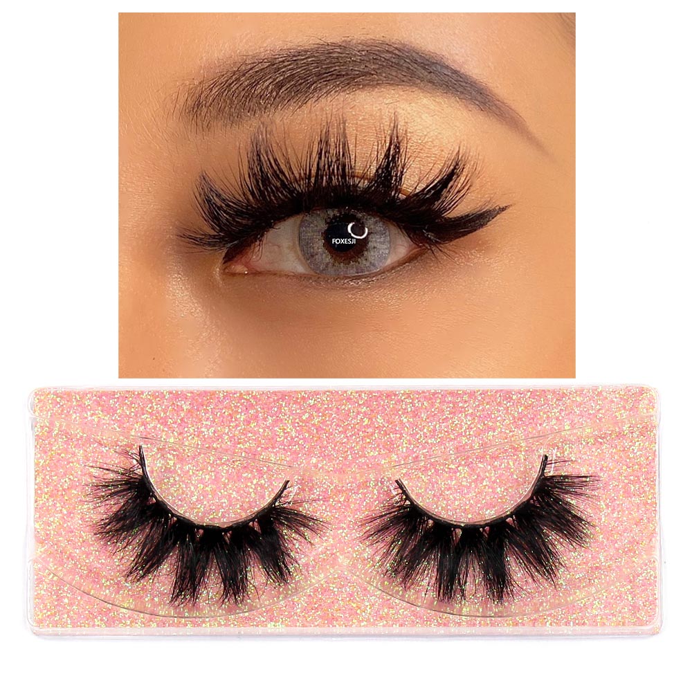 FOXESJI Makeup Eyelashes 3D Mink Lashes Fluffy Soft Wispy Natural Cross Eyelash Extension Reusable Lashes Mink False Eyelashes