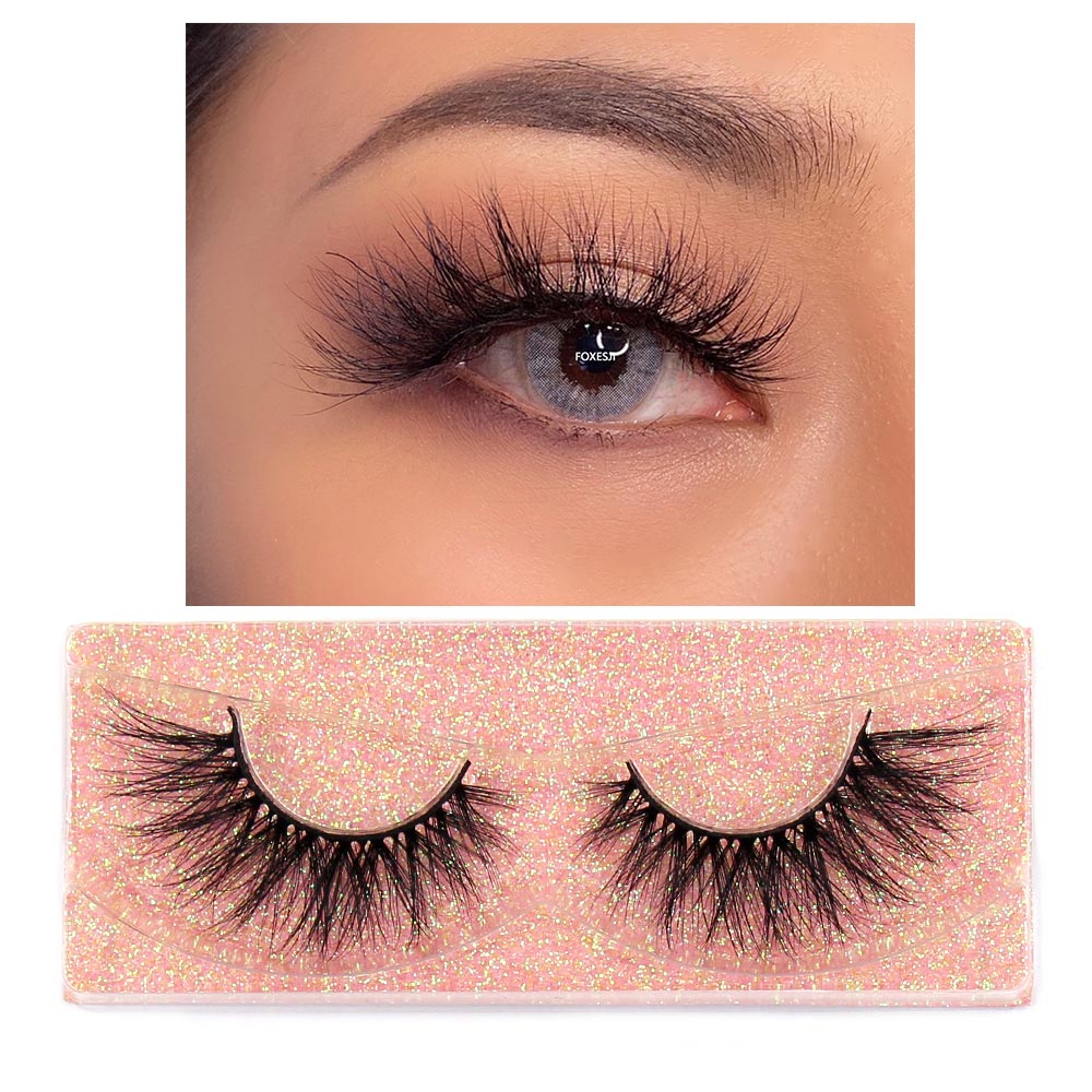 FOXESJI Makeup Eyelashes 3D Mink Lashes Fluffy Soft Wispy Natural Cross Eyelash Extension Reusable Lashes Mink False Eyelashes