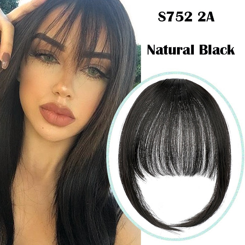 SHANGZI False Bangs Synthetic hair Bangs Hair Extension Fake Fringe Natural hair clip on bangs Light Brown HighTemperature wigs