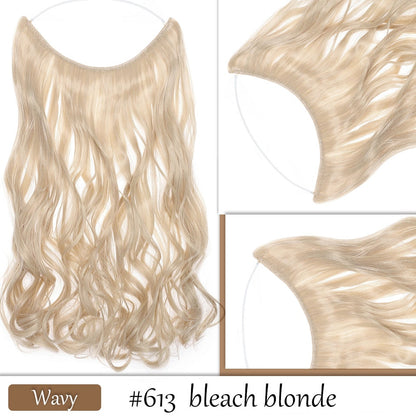 HAIRRO No Clip Wave Hair Extensions Pure Color Synthetic Natural Black Blonde One Piece False Hairpiece Fish Line Fake Hair