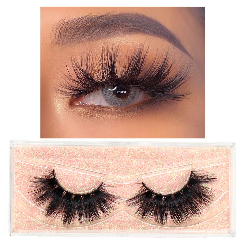 FOXESJI Makeup Eyelashes 3D Mink Lashes Fluffy Soft Wispy Natural Cross Eyelash Extension Reusable Lashes Mink False Eyelashes