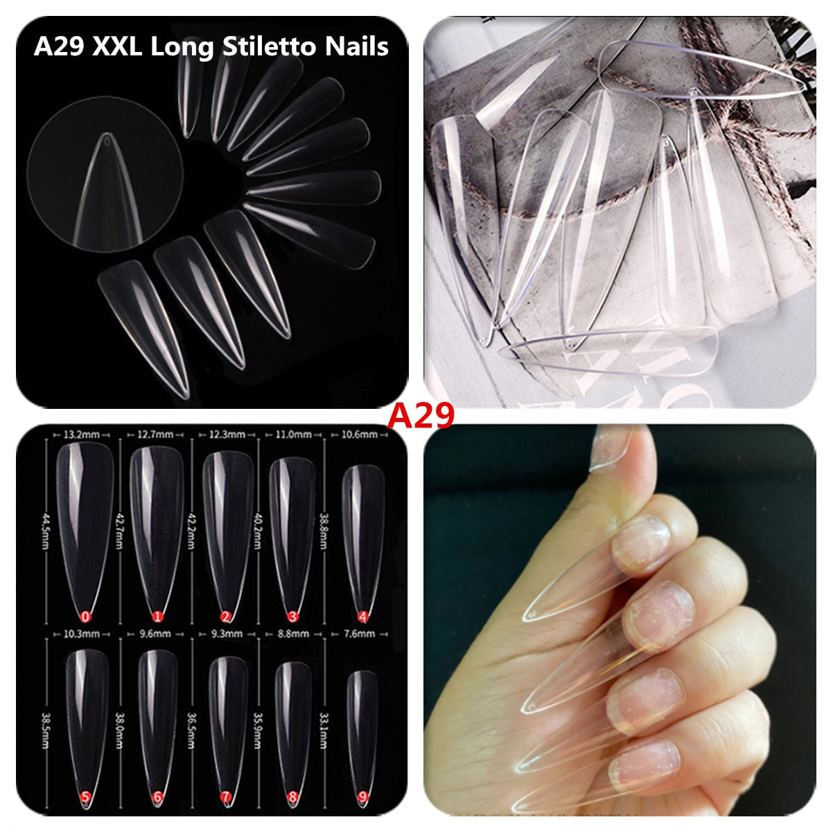 Makartt 500pcs Coffin Fake Nail Tips Clear Natural XXL Gel Tips Full Cover False Acrylic Stiletto Ballerina Nails Press on Nail