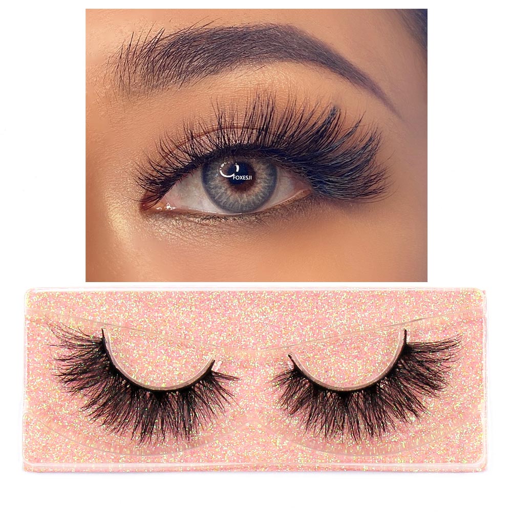 FOXESJI Makeup Eyelashes 3D Mink Lashes Fluffy Soft Wispy Natural Cross Eyelash Extension Reusable Lashes Mink False Eyelashes