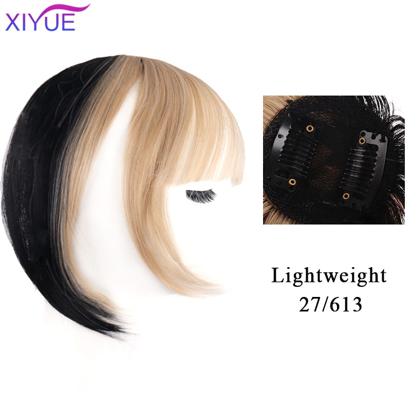 Black/Light Brown Clip In Hair Bangs Hairpiece Accessories Synthetic Fake Bangs Clip In Hair Extensions Clip In Hair Pieces