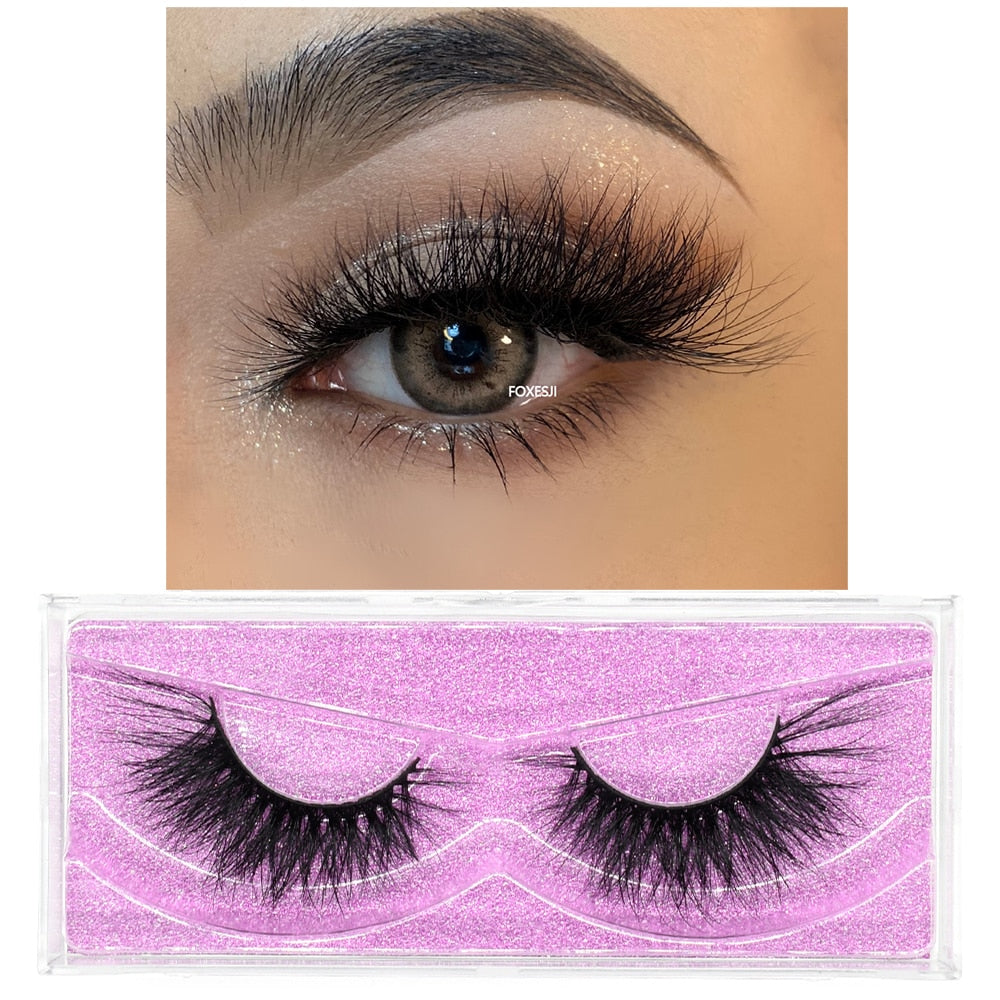 FOXESJI 3D Mink Lashes Makeup False Eyelashes Fluffy Thick Cross Cruelty free Natural Mink Eyelashes Eyelash Extension Lashes