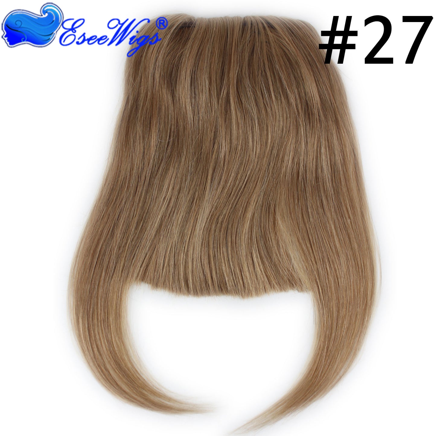 27P613 Blonde Mixed Brown Color Brazilian Human Hair Clip-in Hair Bangs Full Fringe Short Straight Hair Extension for women 6-8&quot;