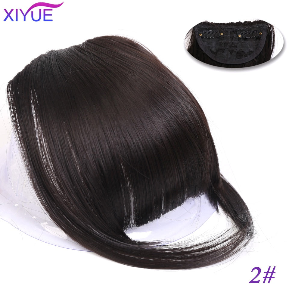 Black/Light Brown Clip In Hair Bangs Hairpiece Accessories Synthetic Fake Bangs Clip In Hair Extensions Clip In Hair Pieces