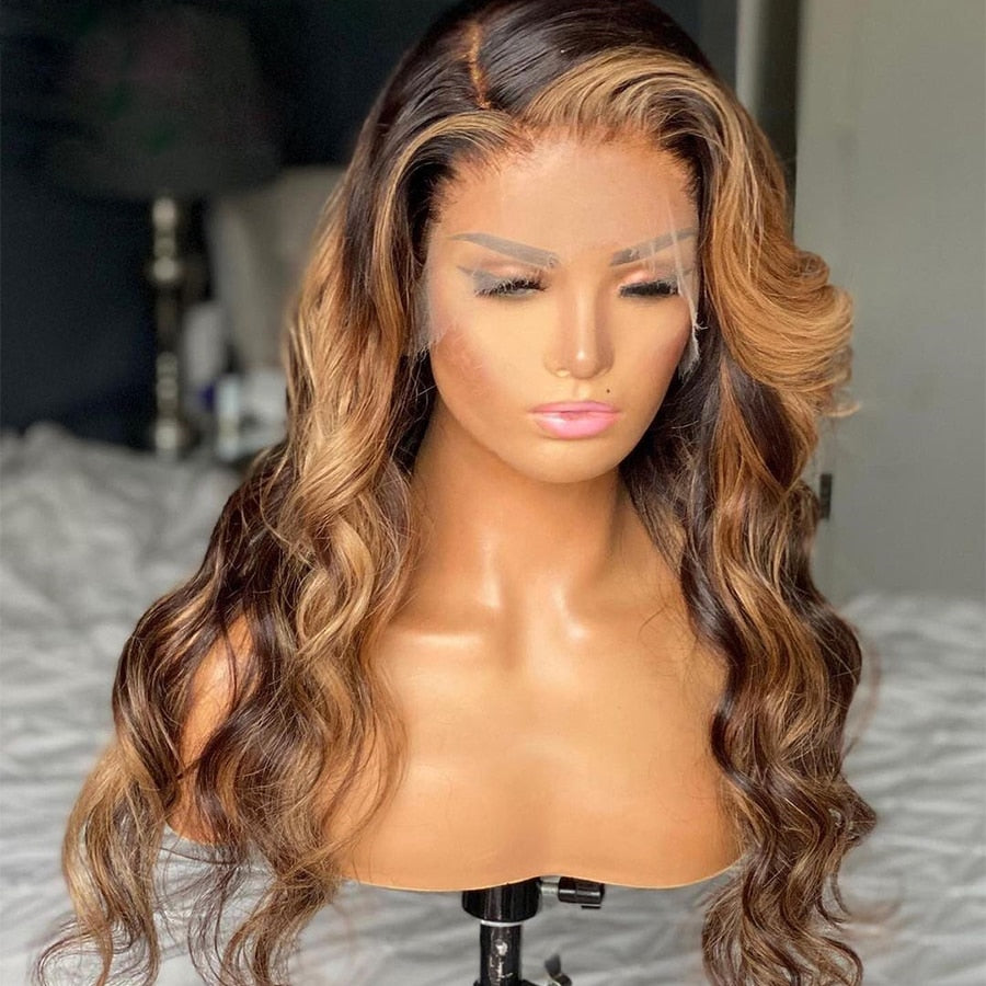 Ombre Highlight Wig Human Hair 13x4 Lace Frontal Wig Body Wave Lace Front Wig Brazilian Remy Human Hair Wigs for Women