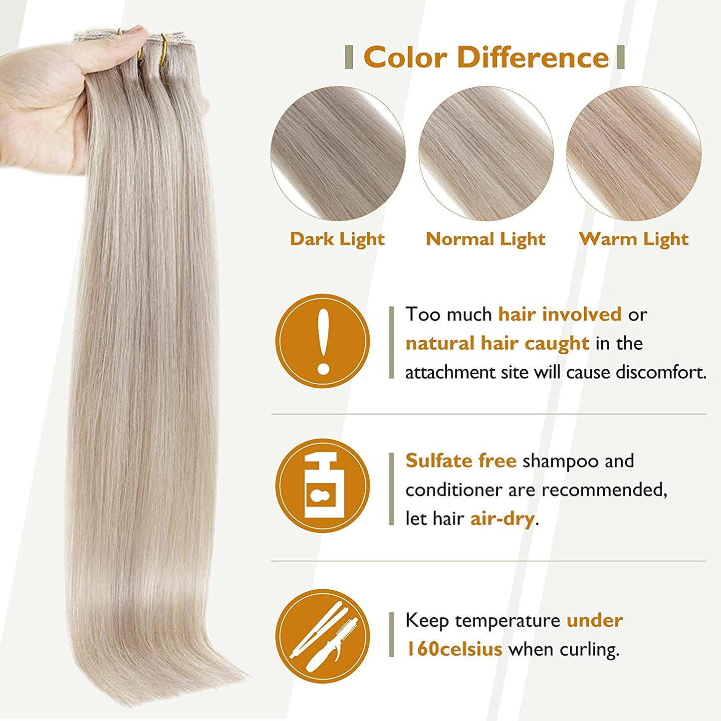 Full Shine 50 Grams Clip On Human Hair Extensions Ombre Color 3Pcs 100% Machine Remy Human Hair Hairpins Clip In Hair Extensions