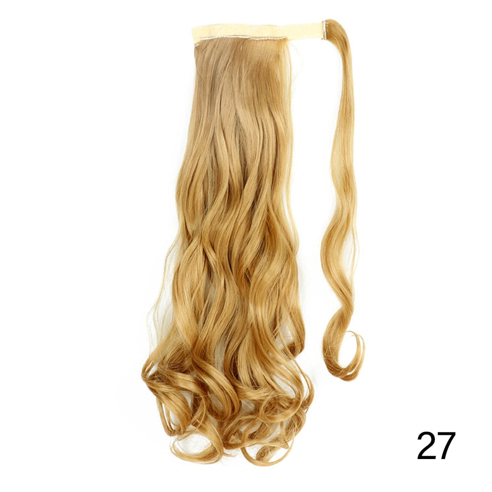 AZIR Long Straight Ponytail Hair Synthetic Extensions Heat Resistant Hair 22Inch Wrap Around Pony Hairpiece for Women