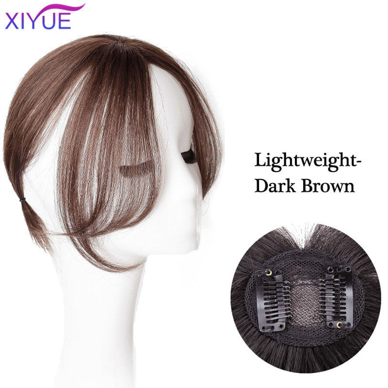 Black/Light Brown Clip In Hair Bangs Hairpiece Accessories Synthetic Fake Bangs Clip In Hair Extensions Clip In Hair Pieces