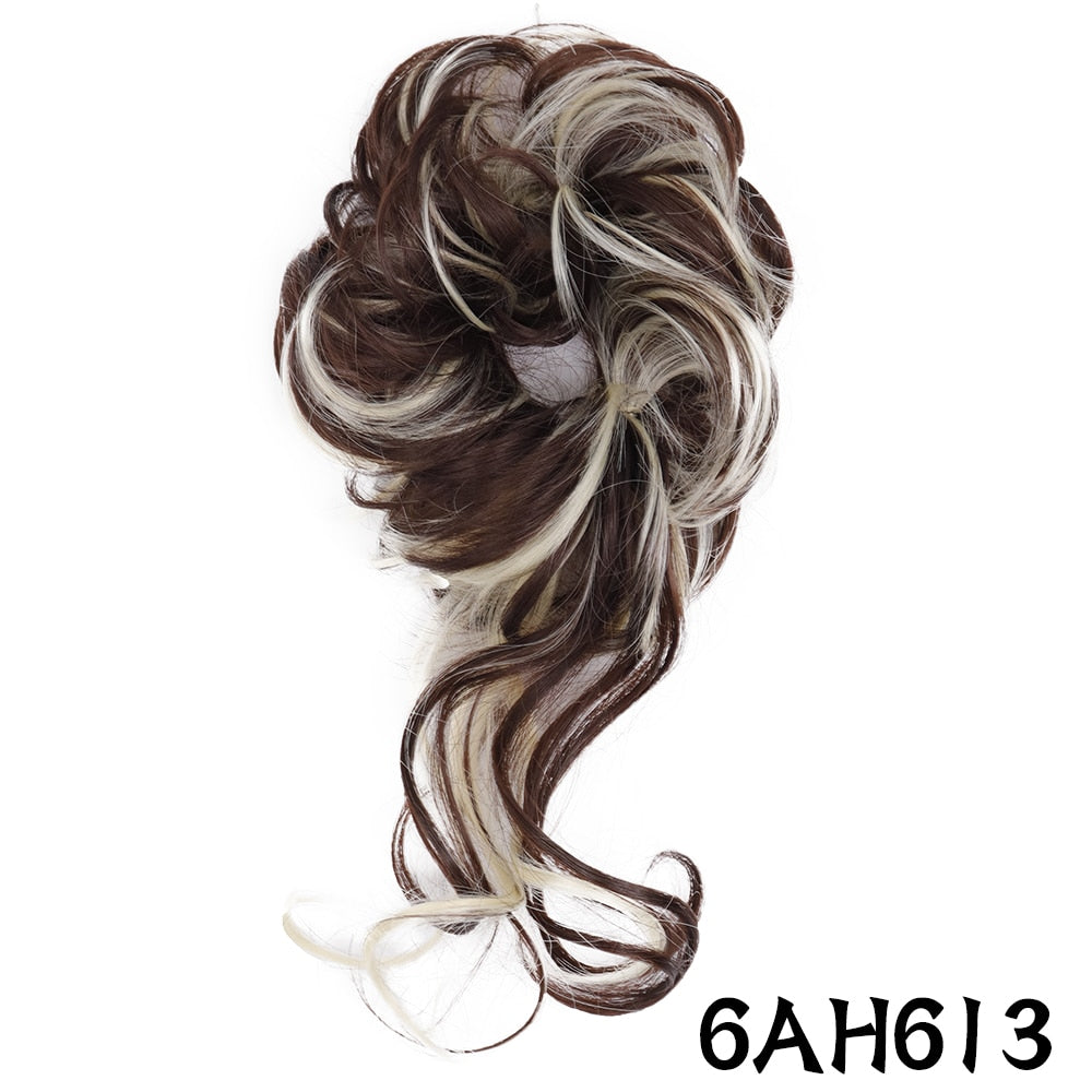 XINRAN Synthetic Curly Donut Chignon With Elastic Band Scrunchies Messy Hair Bun Updo Hairpieces Extensions for Women