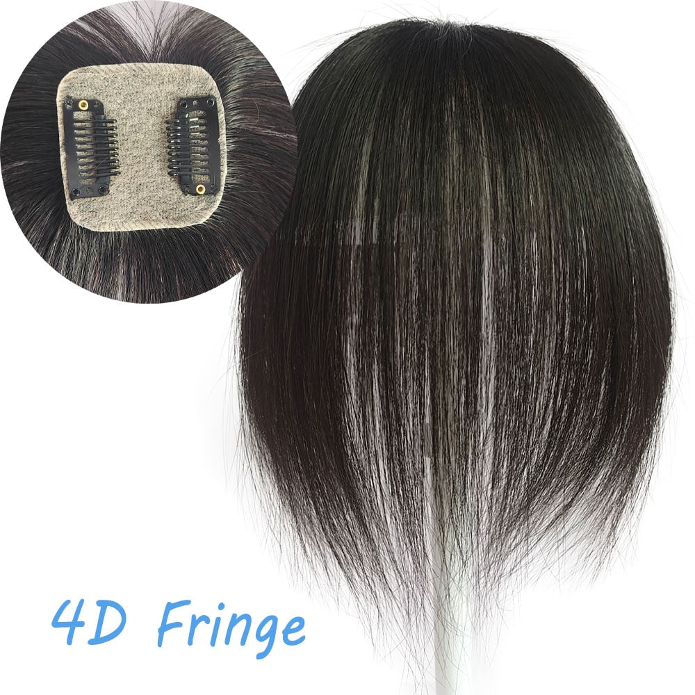 5x5 CM European Virgin Human Hair Bangs Scalp Top 20 CM 4D Fringe Hair Topper With a Cut Bang Silk Skin Base Toupee For Women