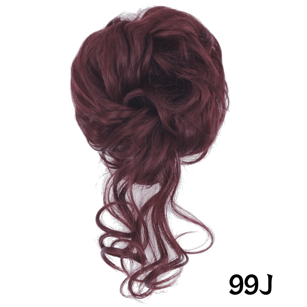 XINRAN Synthetic Curly Donut Chignon With Elastic Band Scrunchies Messy Hair Bun Updo Hairpieces Extensions for Women