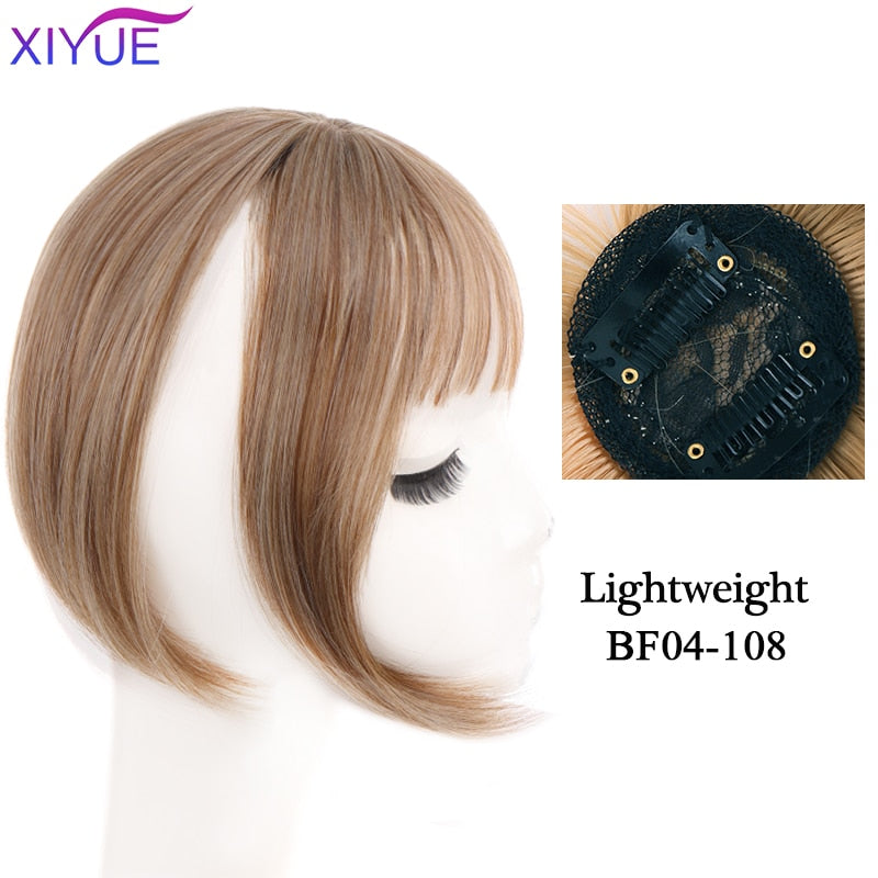 Black/Light Brown Clip In Hair Bangs Hairpiece Accessories Synthetic Fake Bangs Clip In Hair Extensions Clip In Hair Pieces