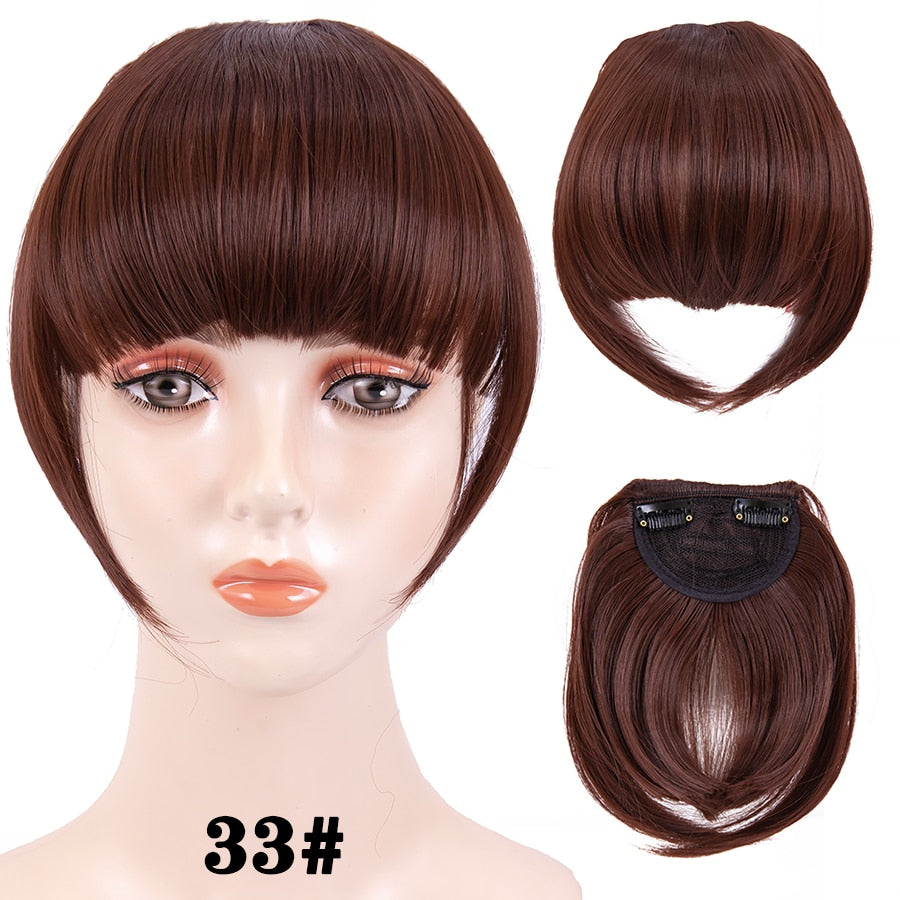 Leeons Short Synthetic Bangs Heat Resistant Hairpieces Hair Women Natural Short Fake Hair Bangs Hair Clips For Extensions Black