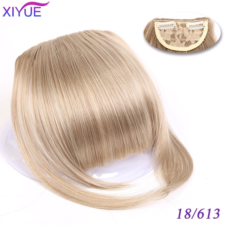 Black/Light Brown Clip In Hair Bangs Hairpiece Accessories Synthetic Fake Bangs Clip In Hair Extensions Clip In Hair Pieces