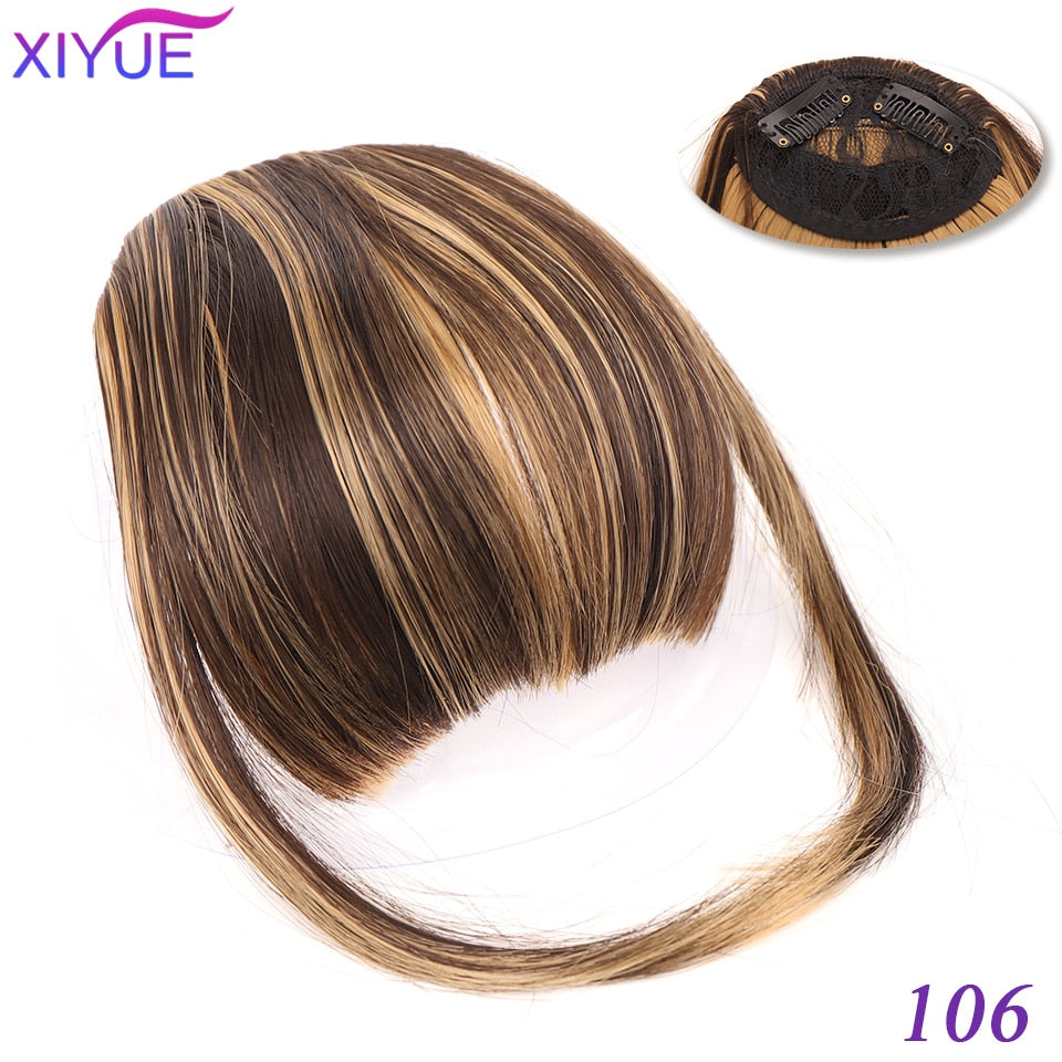 Black/Light Brown Clip In Hair Bangs Hairpiece Accessories Synthetic Fake Bangs Clip In Hair Extensions Clip In Hair Pieces