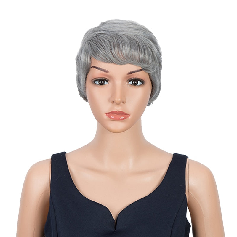 Debut Short Pixie Hairstyle Wigs For Black Women Brazilian 613 Blonde Cute Haircuts Human Hair Wigs Cheap Fashion Grey Wigs