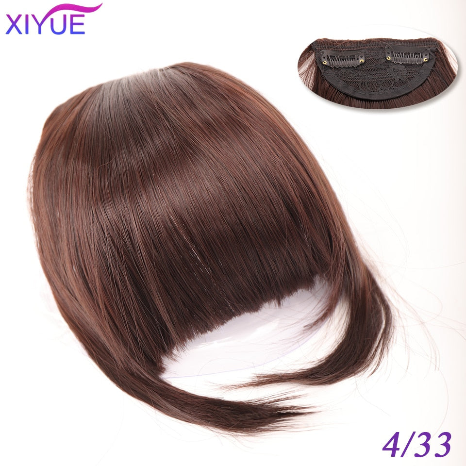 Black/Light Brown Clip In Hair Bangs Hairpiece Accessories Synthetic Fake Bangs Clip In Hair Extensions Clip In Hair Pieces