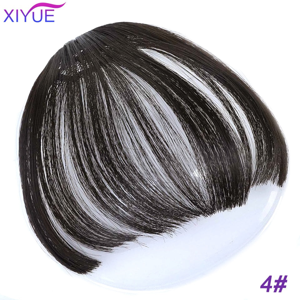 Black/Light Brown Clip In Hair Bangs Hairpiece Accessories Synthetic Fake Bangs Clip In Hair Extensions Clip In Hair Pieces