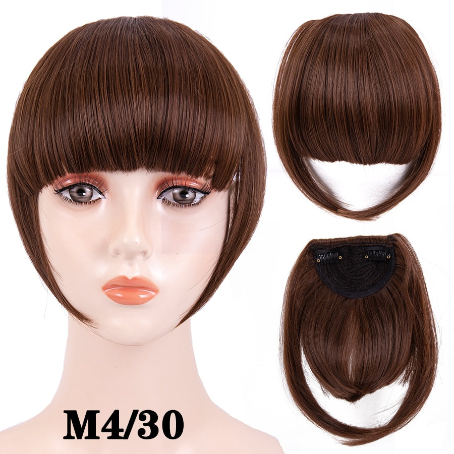 Leeons Short Synthetic Bangs Heat Resistant Hairpieces Hair Women Natural Short Fake Hair Bangs Hair Clips For Extensions Black