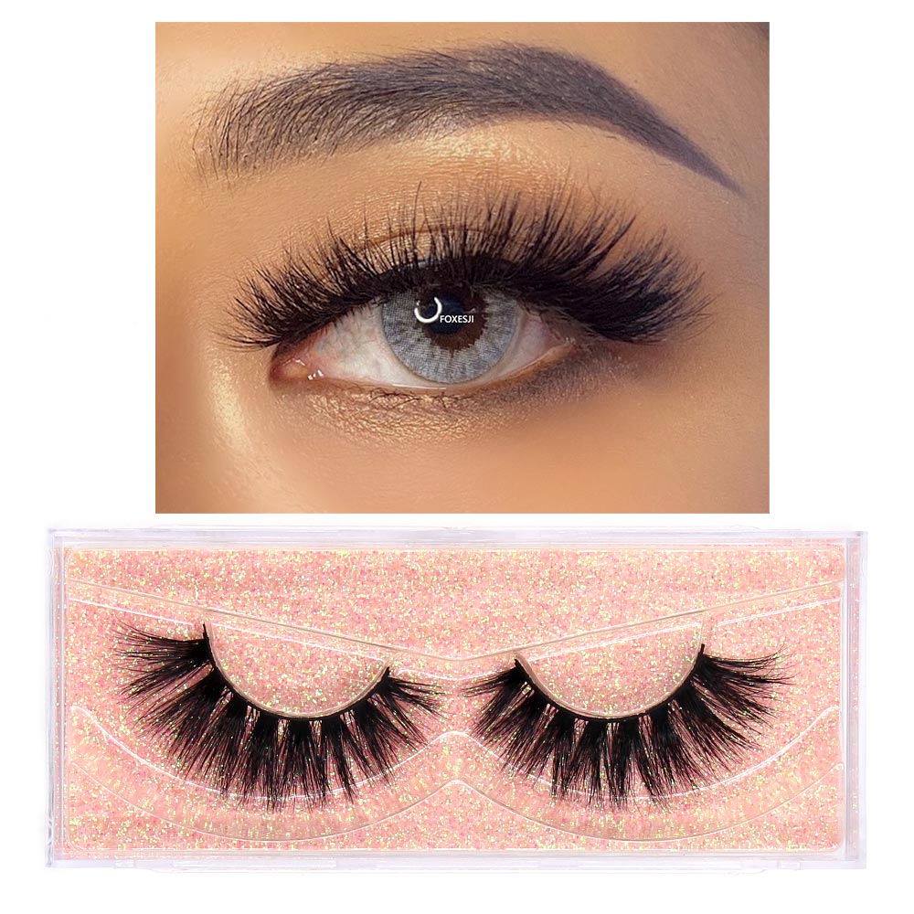 FOXESJI Makeup Eyelashes 3D Mink Lashes Fluffy Soft Wispy Natural Cross Eyelash Extension Reusable Lashes Mink False Eyelashes