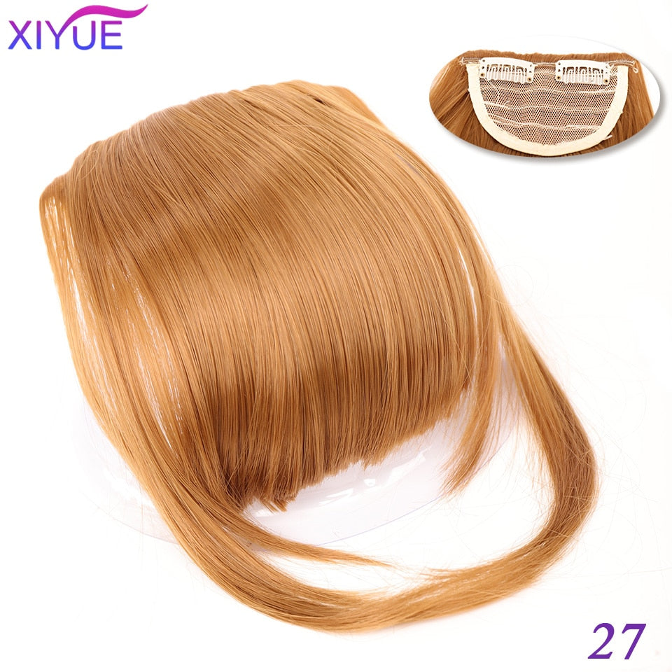 Black/Light Brown Clip In Hair Bangs Hairpiece Accessories Synthetic Fake Bangs Clip In Hair Extensions Clip In Hair Pieces