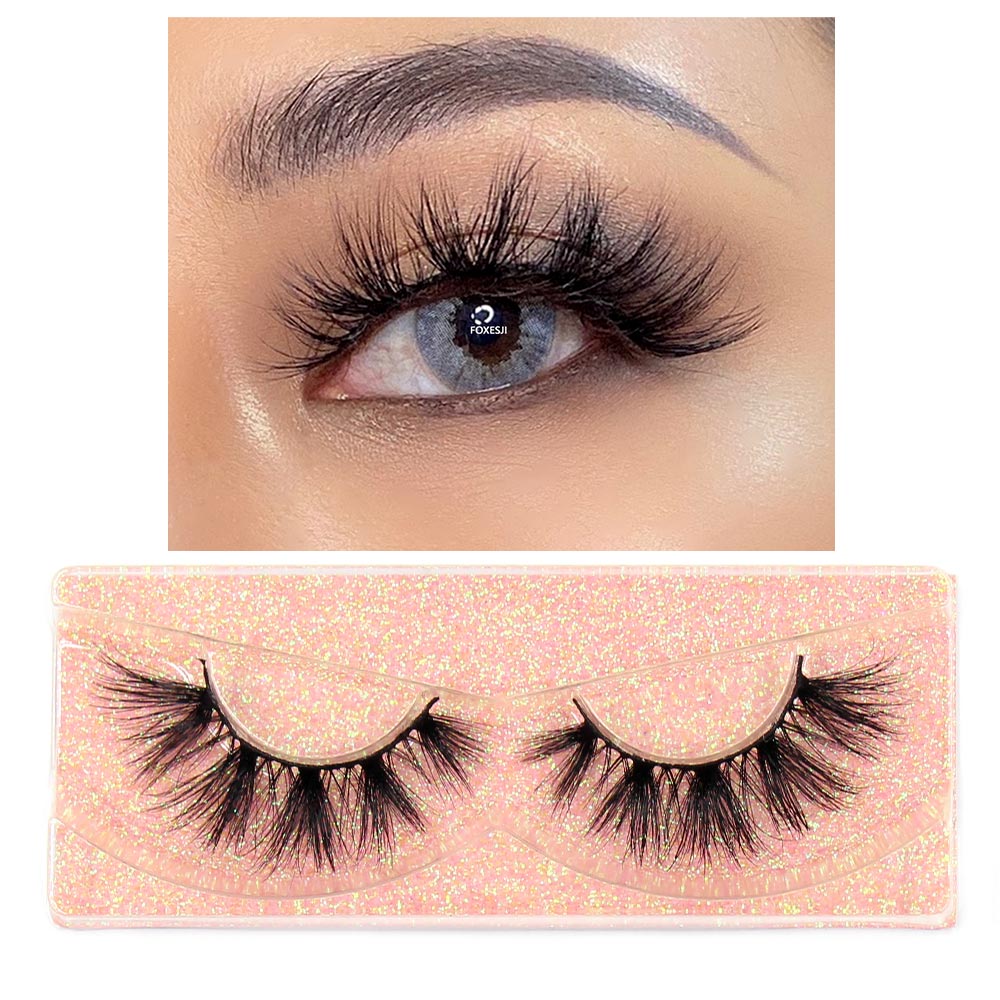 FOXESJI Makeup Eyelashes 3D Mink Lashes Fluffy Soft Wispy Natural Cross Eyelash Extension Reusable Lashes Mink False Eyelashes