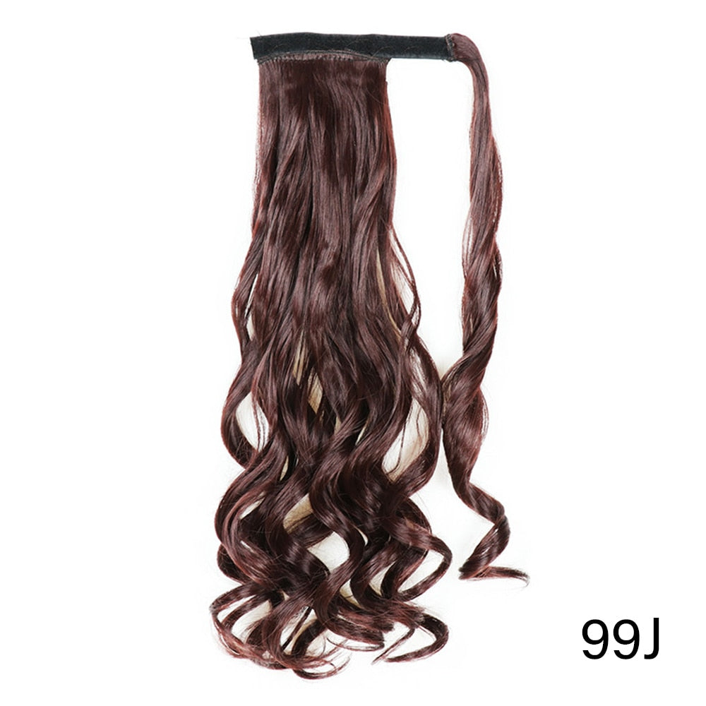 AZIR Long Straight Ponytail Hair Synthetic Extensions Heat Resistant Hair 22Inch Wrap Around Pony Hairpiece for Women