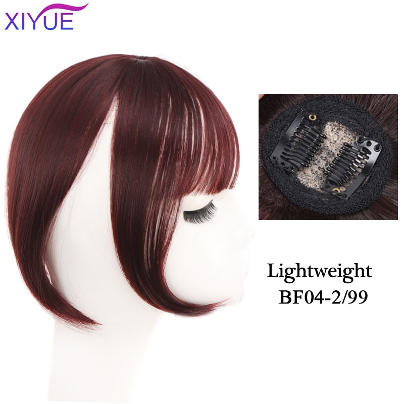 Black/Light Brown Clip In Hair Bangs Hairpiece Accessories Synthetic Fake Bangs Clip In Hair Extensions Clip In Hair Pieces