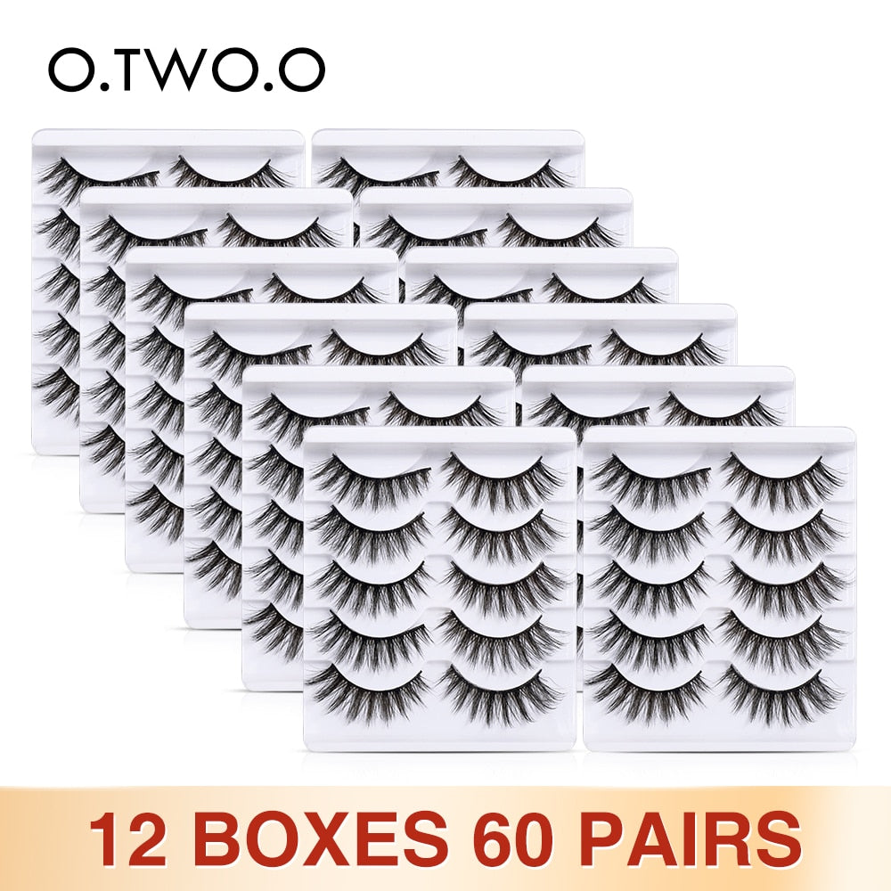 O.TWO.O False Eyelashes Wholesale 12 Lots Thick Volume Long Fake Lashes Eye Makeup Tools Fluffy Mink Eyelashes