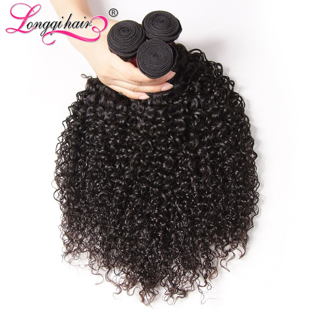 Longqi Hair Cambodian Curly Hair Bundles 3 4 Bundles Jerry Curl Human Hair Bundles Remy Hair Weave Bundles 8 - 26 Inch