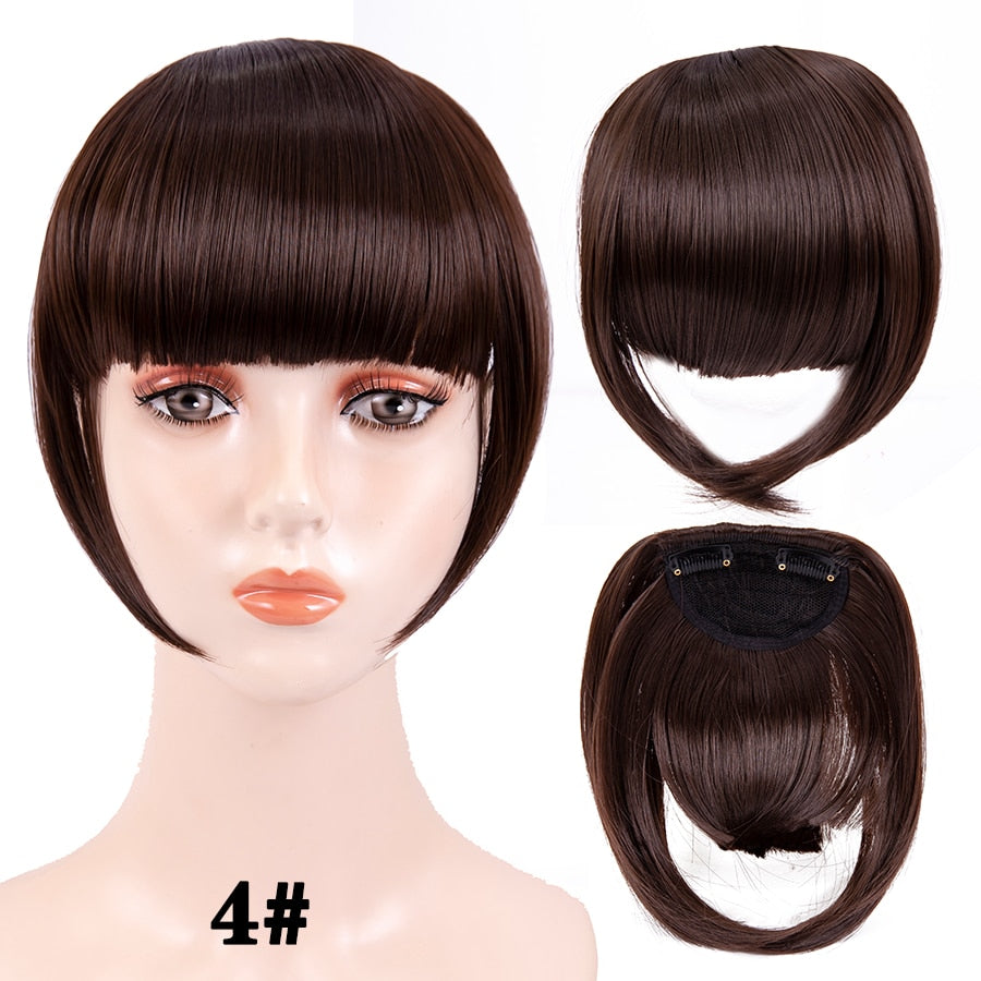 Leeons Short Synthetic Bangs Heat Resistant Hairpieces Hair Women Natural Short Fake Hair Bangs Hair Clips For Extensions Black