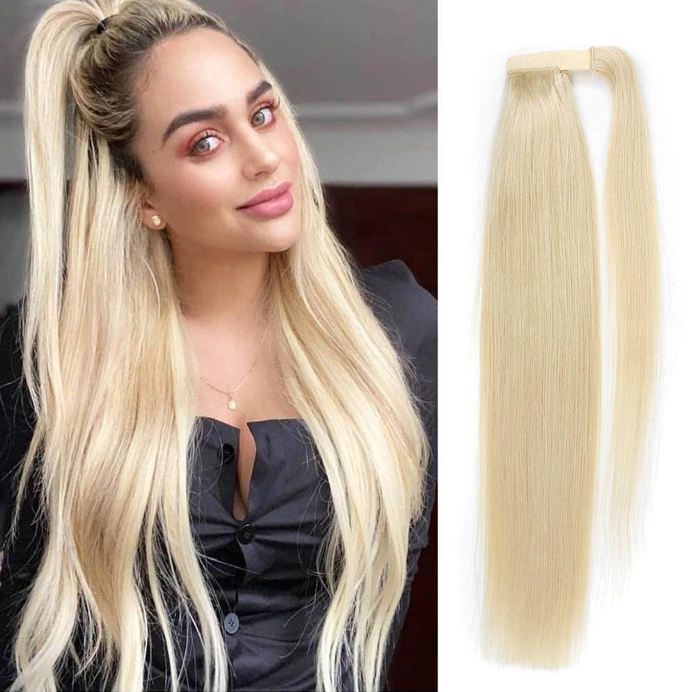 Real Beauty Ponytail Human Hair  Remy Hair Extensions European Warp Around Drawstring Clip Ins Ponytail Highlight Blonde Brown