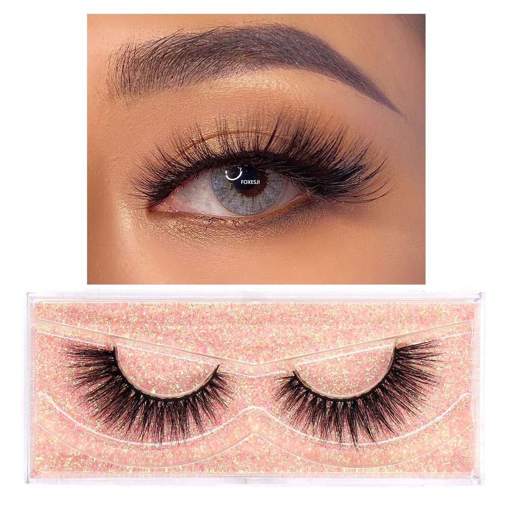 FOXESJI Makeup Eyelashes 3D Mink Lashes Fluffy Soft Wispy Natural Cross Eyelash Extension Reusable Lashes Mink False Eyelashes